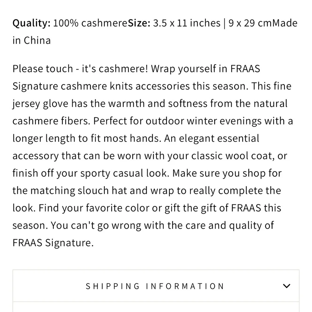 FRAAS 💯 Cashmere Black knit gloves one size never worn